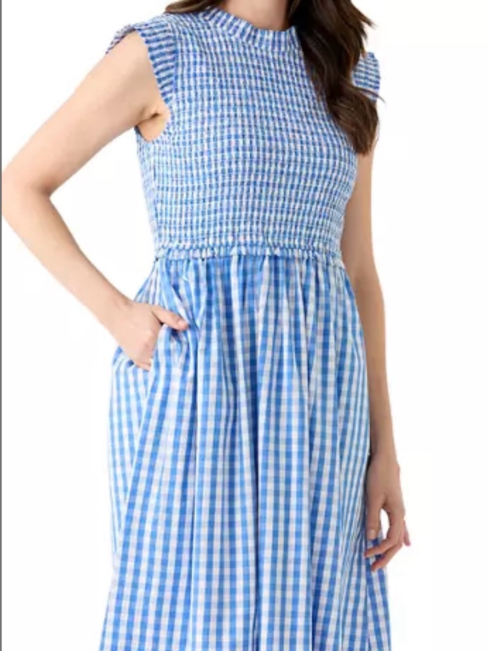 Blue Gingham Midi Dress